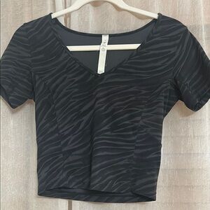 Black Zebra Print V-Neck Top